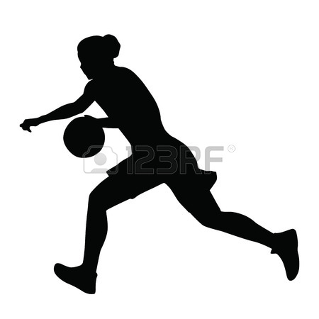 450x450 Basketball Player Vector Silhouette, Woman, Girl, Running