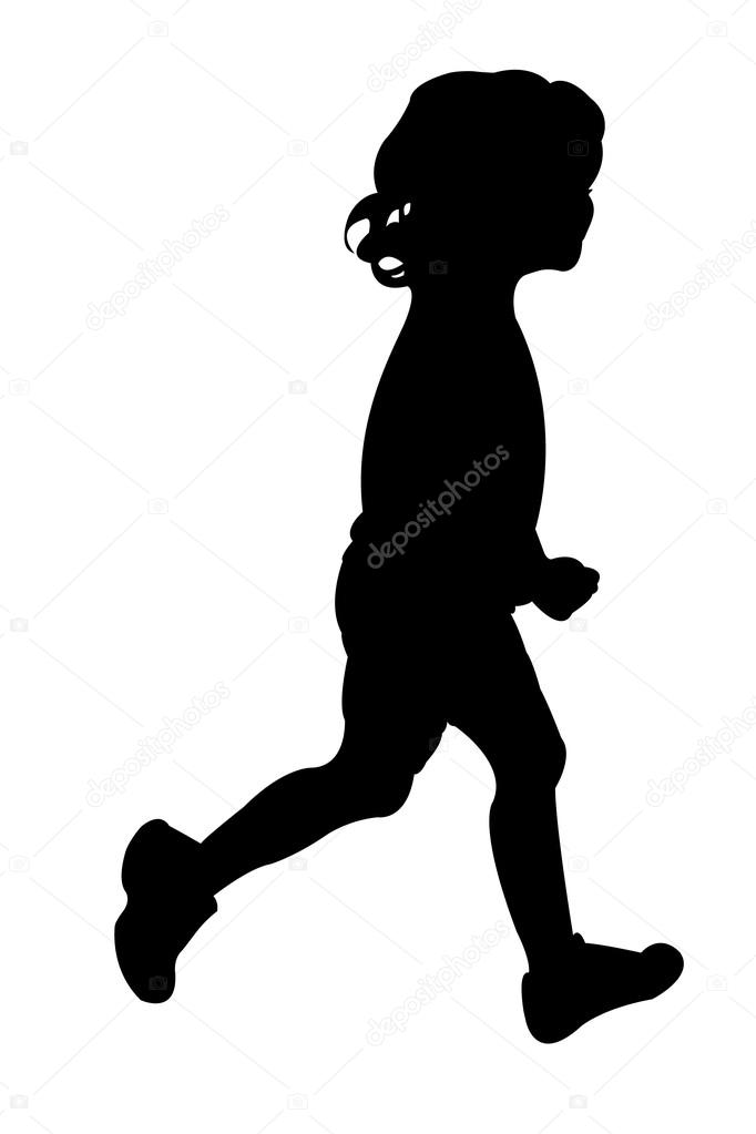 682x1023 Vector Silhouette Of A Girl While Running Stock Vector Dr.art