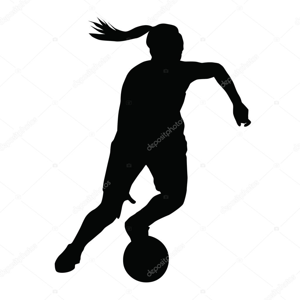 1024x1024 Basketball Player Vector Silhouette, Woman, Girl, Running With B