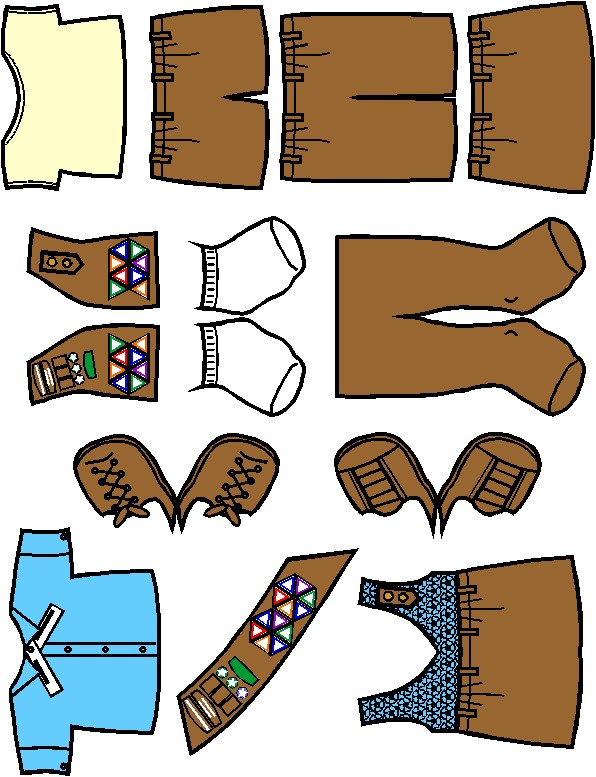 596x777 Brownie Paper Doll Friends Black White Uniform