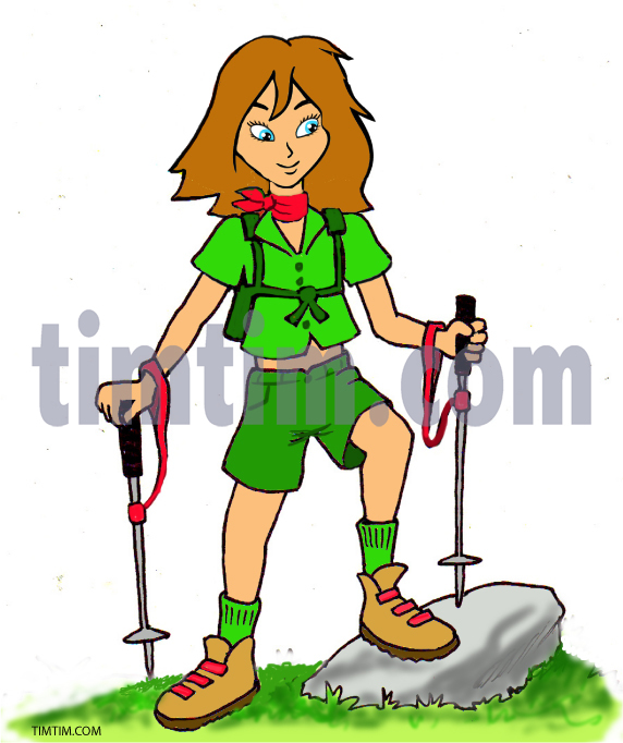 572x682 Free Drawing Of A Girl Scout Hiker From The Category Occupations