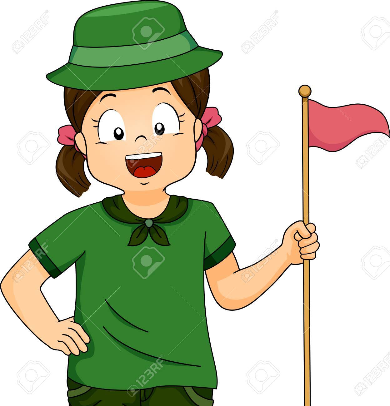 1248x1300 Illustration Of A Kid Wearing Girl Scout Uniform Holding A Pink
