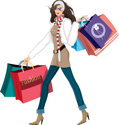 500x524 Fashion Shopping Girls Vector Set Free Vector In Encapsulated