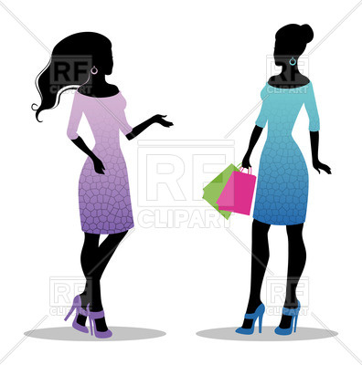 396x400 Silhouette Of Girls In Beautiful Dresses With Shopping Bags