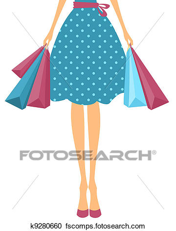 360x470 Clipart Of Girl With Shopping Bags K9280660