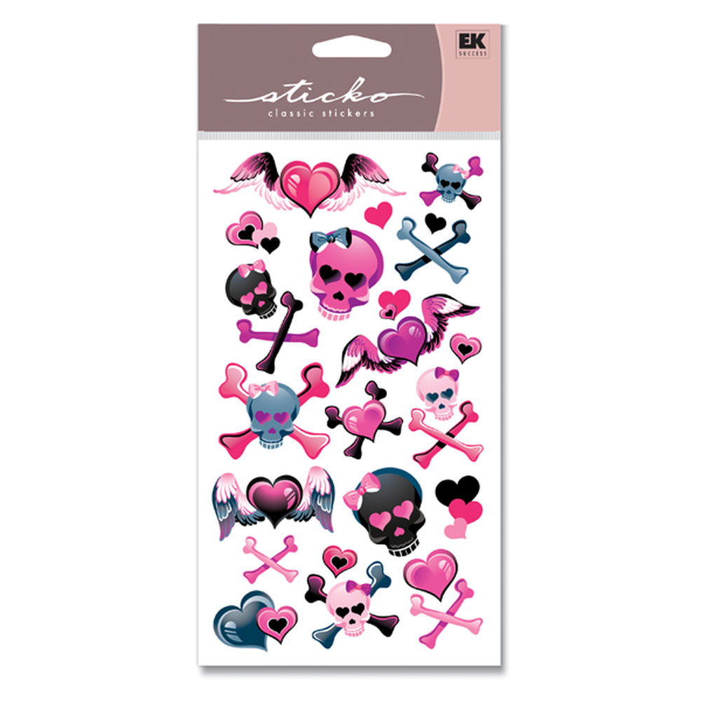 1000x1000 Girly Girl Skulls Metallic Classic Stickers Splfb48 Simplicity