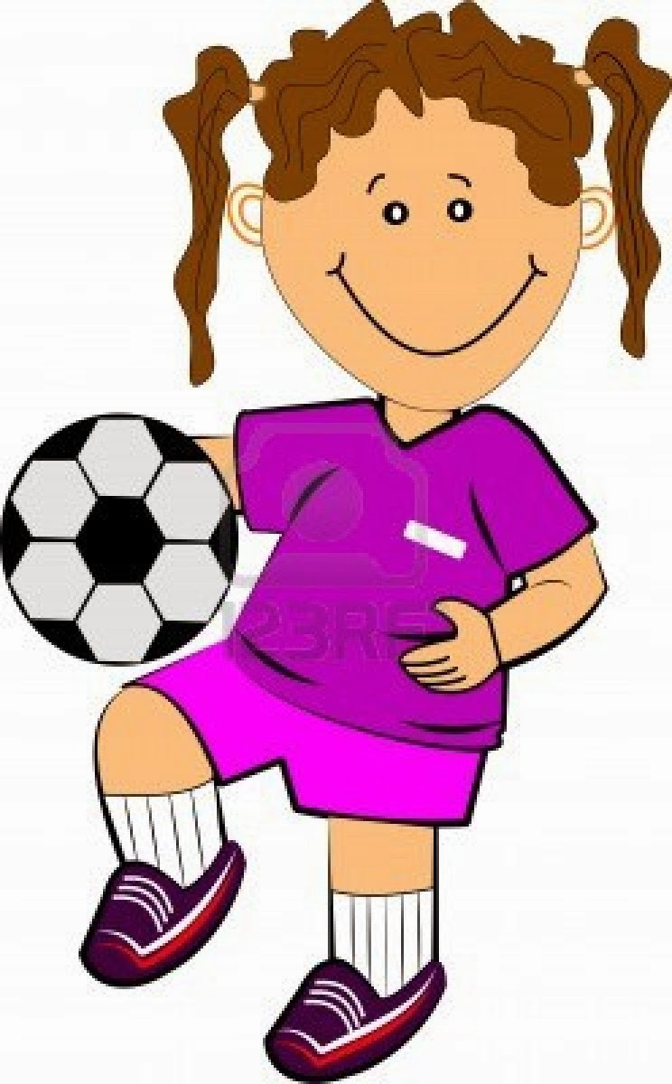 744x1200 Little Girl Playing Soccer Clipart