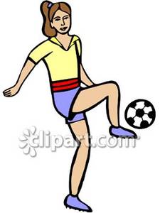 225x300 Girl Kicking A Soccer Ball Clipart