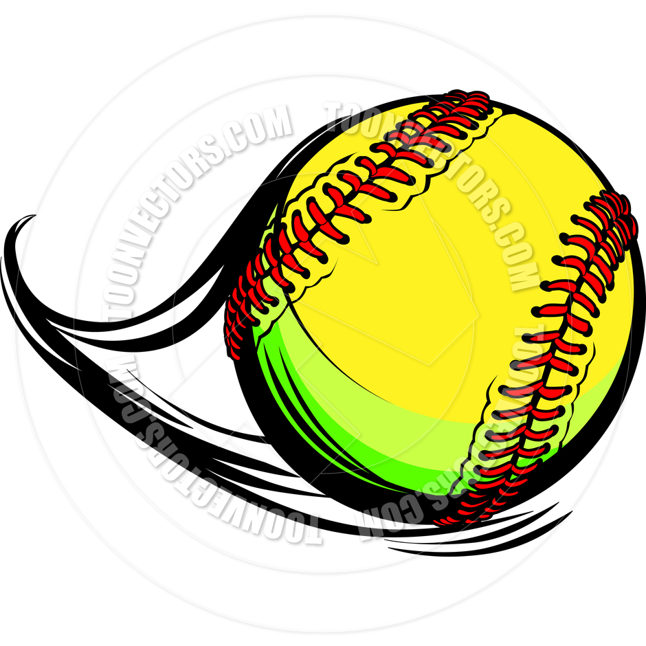 940x940 Moving Fastpitch Softball With Laces And Movement Lines Vector