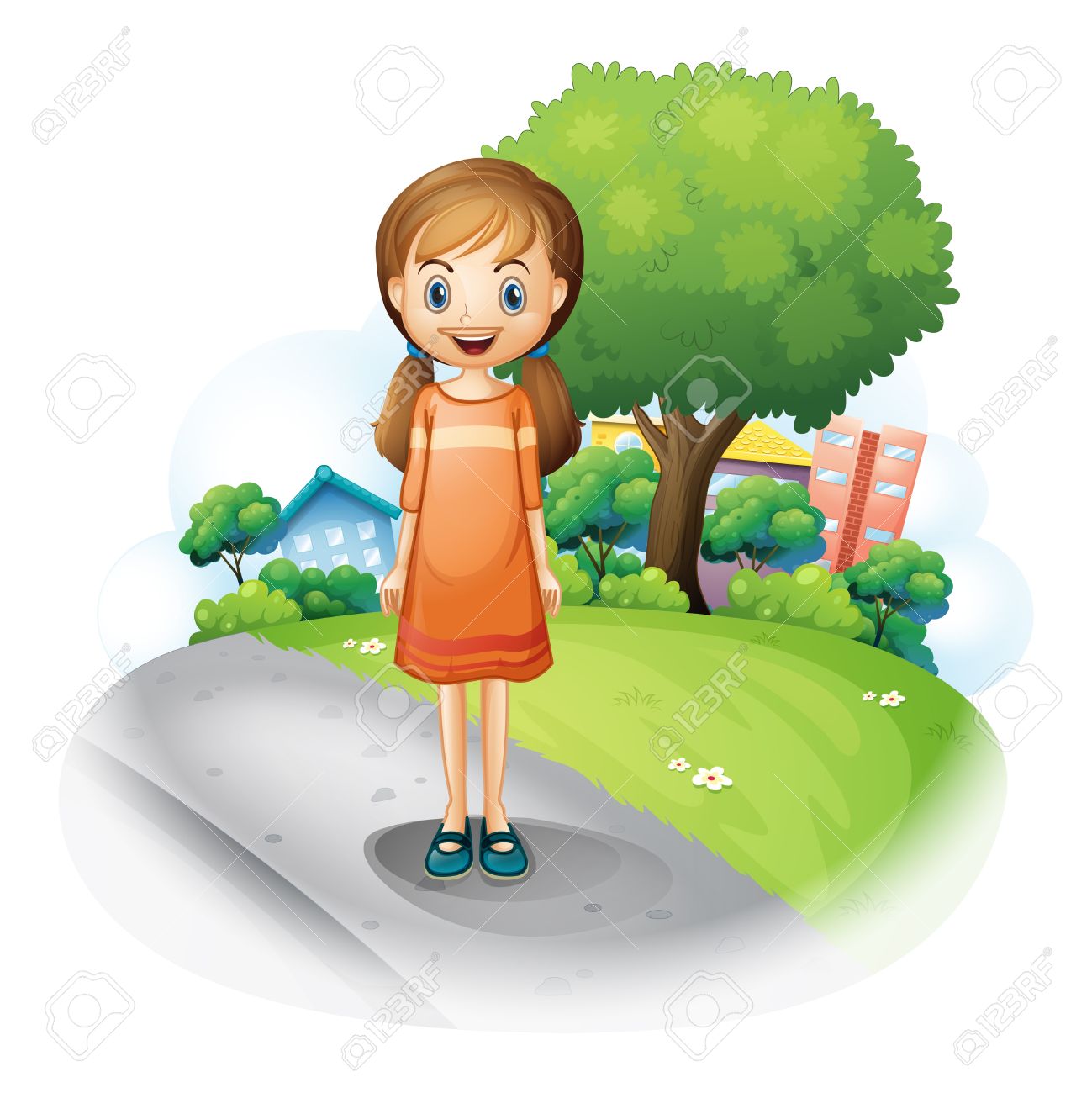 1299x1300 A Girl Standing Clipart