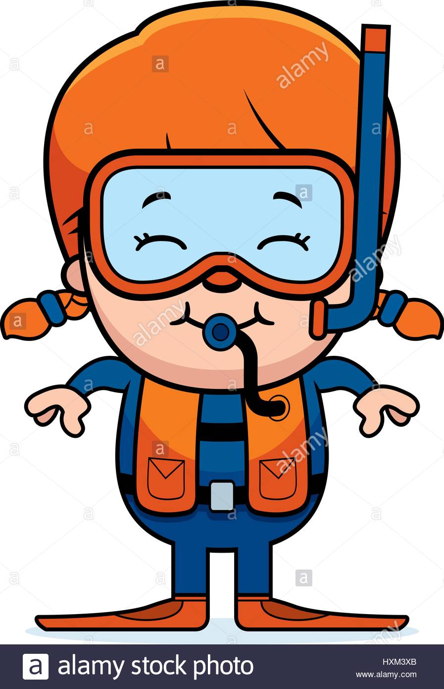 897x1390 A Cartoon Illustration Of A Scuba Diver Girl Standing And Smiling