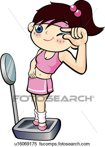 337x470 Stock Illustration Of Sporty Girl Standing On A Scale U16069175