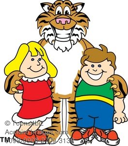 264x300 Art Illustration Of A Tiger Standing With Children