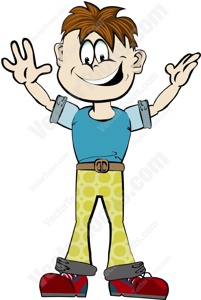 686x1024 Boy In Yellow Pants And A Blue Shirt Standing With His Arms Raised