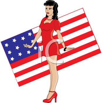 348x350 Pin Up Girl Standing Clipart