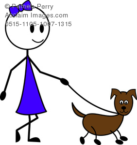 282x300 Art Image Of A Stick Figure Girl Walking Her Dog