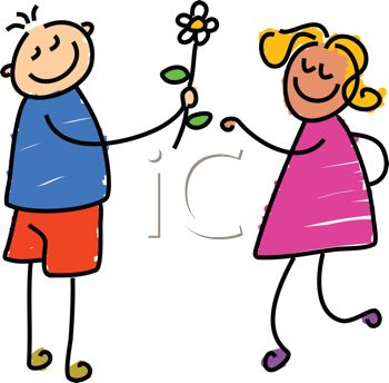 350x344 Picture Of A Stick Figure Boy Giving A Flower To A Stick Figure