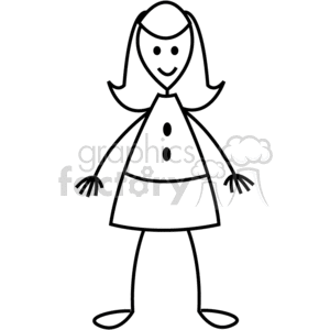 300x300 Royalty Free Black And White Stick Figure Of A Girl With A Dress