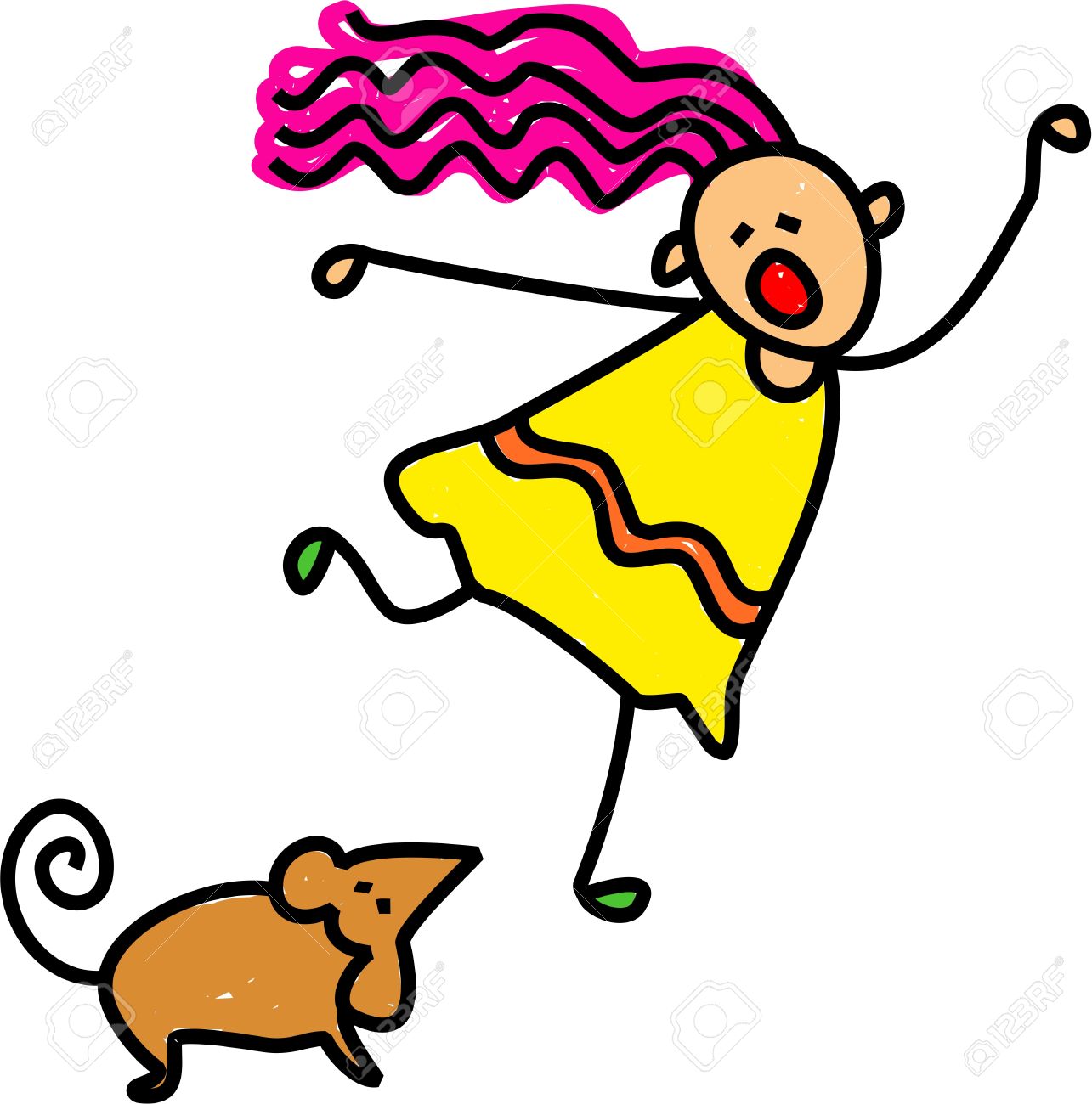 1285x1300 Cute Cartoon Illustration Of A Happy Stick Figure Little Girl