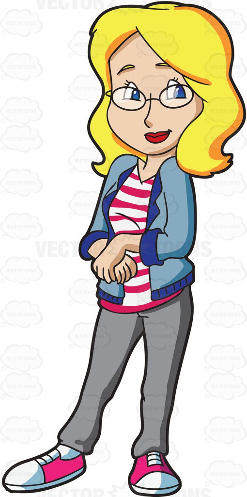 510x1024 A Blonde Female High School Student Wearing Glasses Cartoon