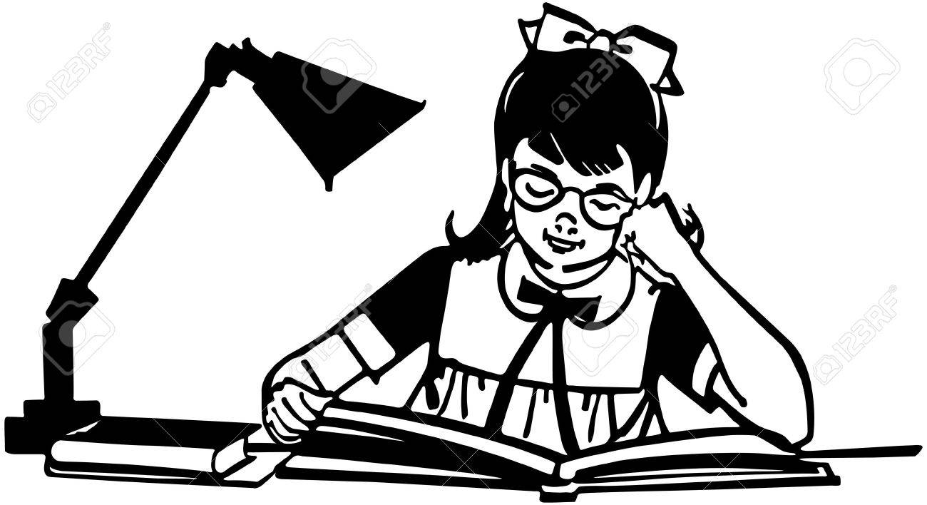 1300x708 Girl Studying At Desk Royalty Free Cliparts, Vectors, And Stock