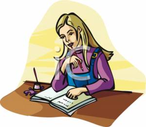 300x261 Clipart Picture Of A Blonde Girl Studying