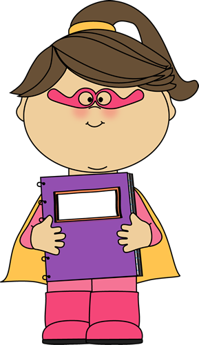 289x500 Girl Superhero With A Spiral Notebook Clip Art