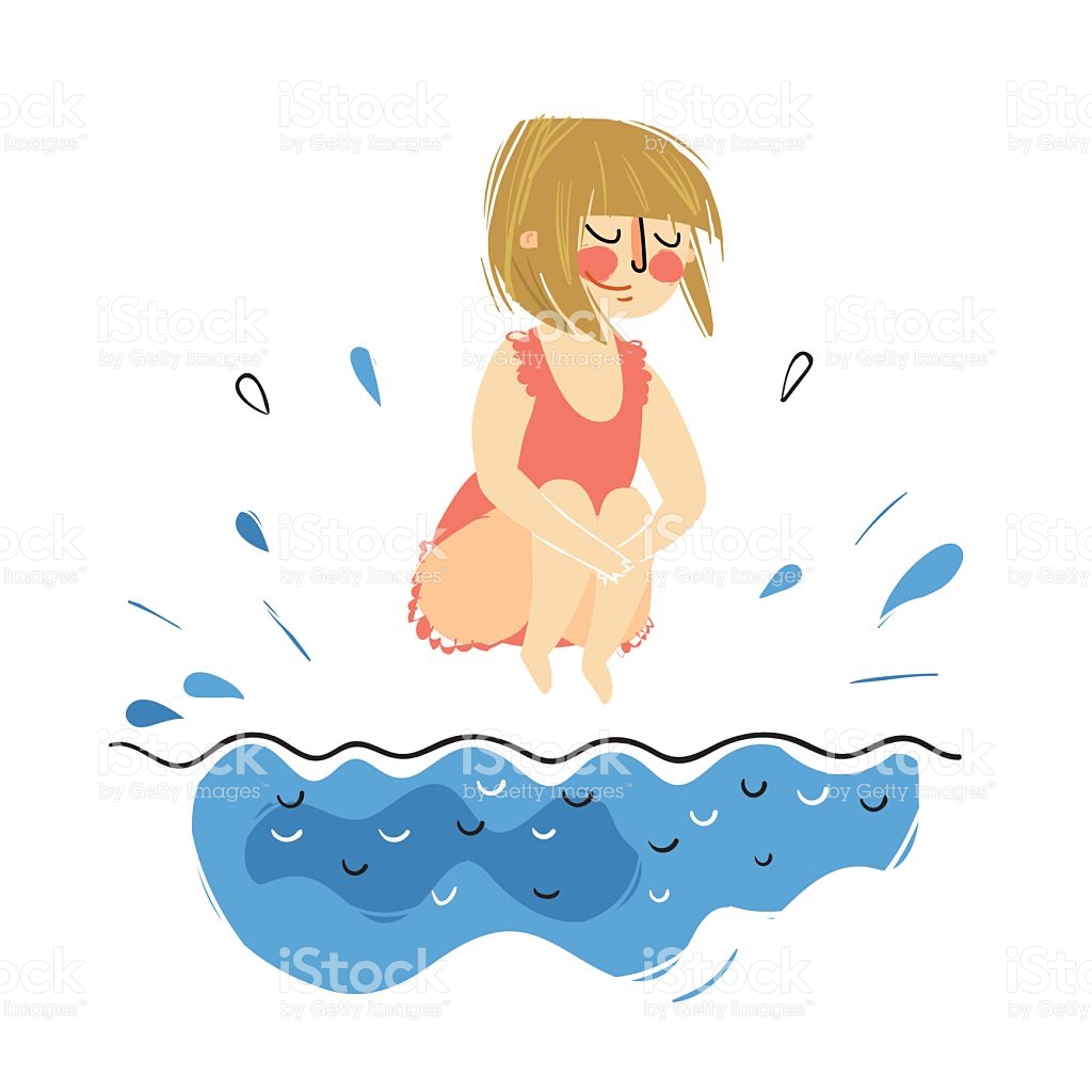 1024x1024 A Girl Jumping In A Pool Clipart
