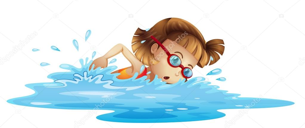 1022x431 A Small Girl Swimming Stock Vector Interactimages