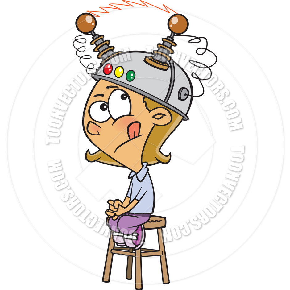 940x940 Cartoon Girl Wearing Thinking Cap By Ron Leishman Toon Vectors