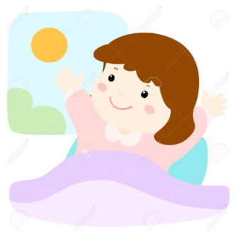 333x333 A Girl Waking Up Clipart