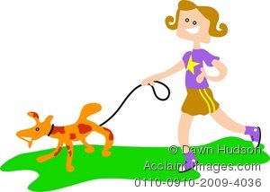 300x214 Illustration Of Little Girl Walking A Dog