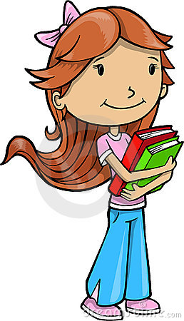 258x450 Clipart Of Girl With Books