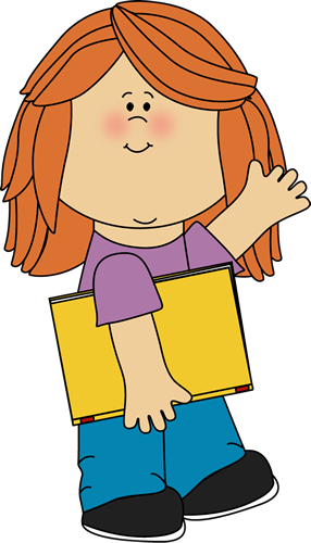 286x500 Girl With Book Waving Clip Art