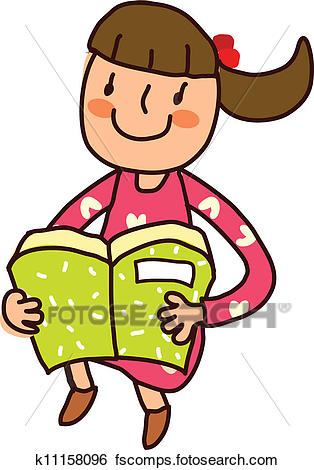 314x470 Clip Art Of Portrait Of Girl Holding Book K11158096