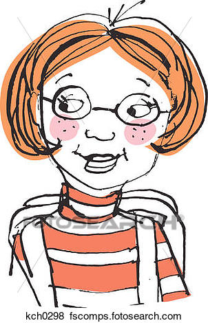 302x470 Stock Illustration Of Red Haired Girl Wearing Glasses Kch0298