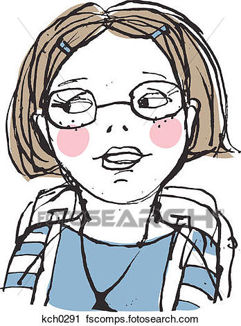 348x470 Clipart Of Girl Wearing Glasses Kch0291