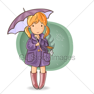 325x325 Girl Under Rain Umbrella Gl Stock Images