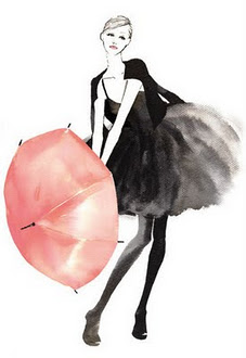 227x330 Lady With An Umbrella Drawing Art. Pink Umbrella