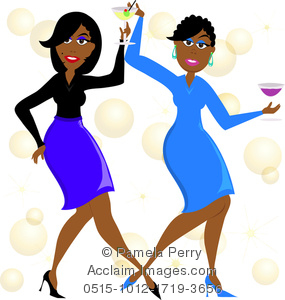 285x300 Clip Art Image Of Two Ethnic Women Having Fun