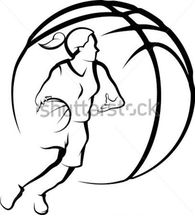 380x419 Girls Basketball Clipart Black And White