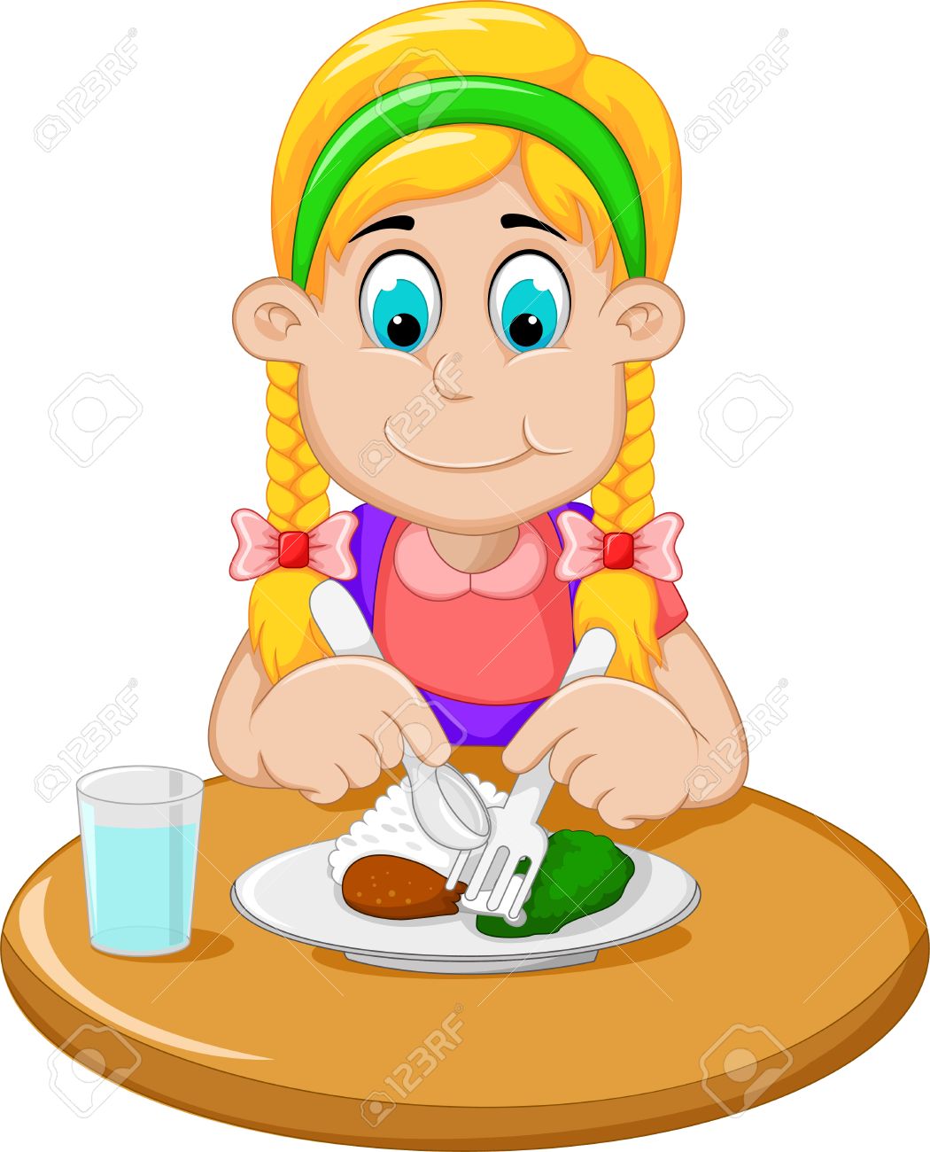 1050x1300 Cute Little Girl Cartoon Has Breakfast Royalty Free Cliparts