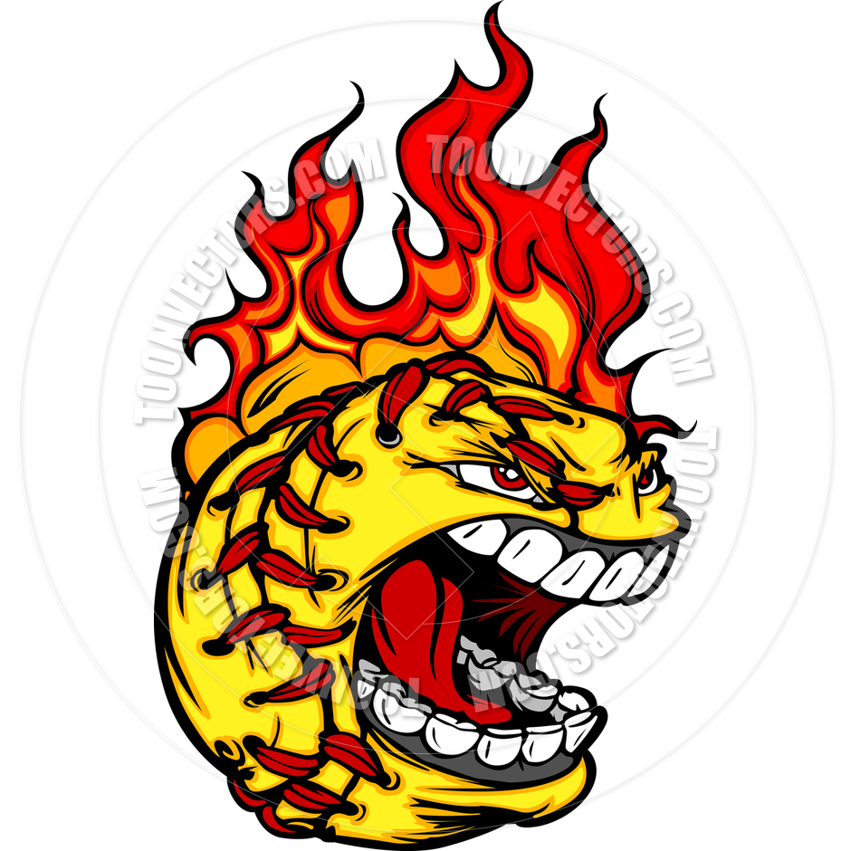 940x940 Softball On Fire Clip Art Fast Pitch Softball Face With Flaming
