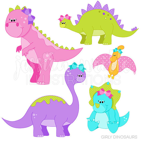 570x570 Girly Dinosaurs Cute Digital Clipart Commercial Use Ok