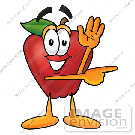 450x450 Clip Art Graphic Of A Red Apple Cartoon Character Waving