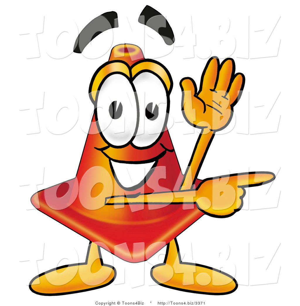 1024x1044 Illustration Of A Cartoon Construction Safety Cone Mascot Waving