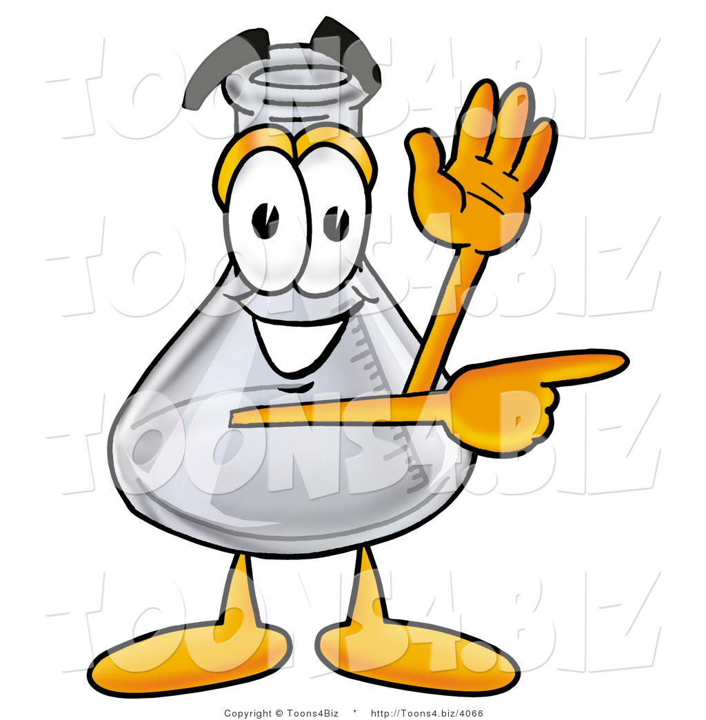 1024x1044 Illustration Of A Science Beaker Mascot Waving And Pointing By