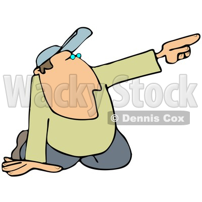 400x400 Illustration Of A White Man In A Hat, Kneeling On The Ground