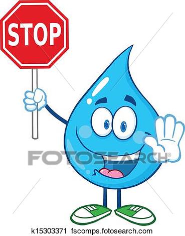 369x470 Clipart Of Water Drop Holding A Stop Sign K15303371