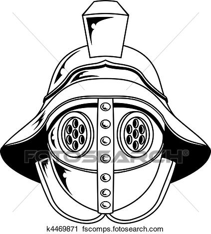 423x470 Clipart Of Gladiator Helmet Illustration K4469871